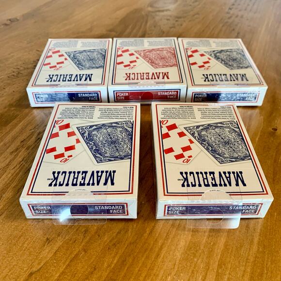 Maverick Poker Size Playing Cards Blue Red Lot of 5 New Sealed - Picture 6 of 7